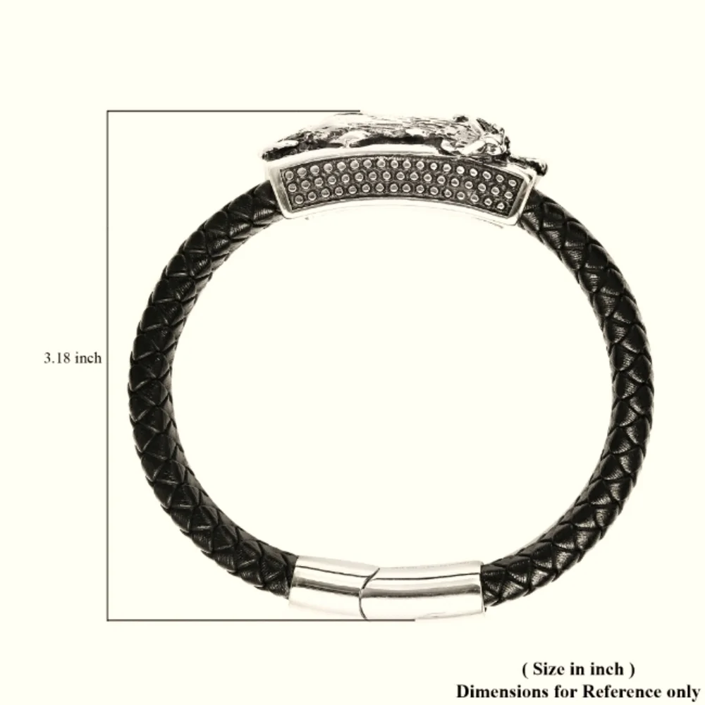 🔥SALE Genuine Leather Braided Dual Horse Bracelet in Black Oxidized Stainless